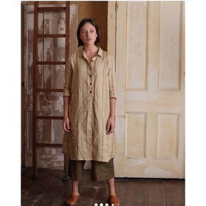 Pyne & Smith The Linen Shirtdress No. 39‎ in Valletta Stripe XS
